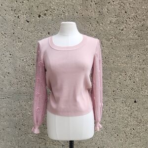 Nanette Lapore Pink Sweater with Lace Sleeves